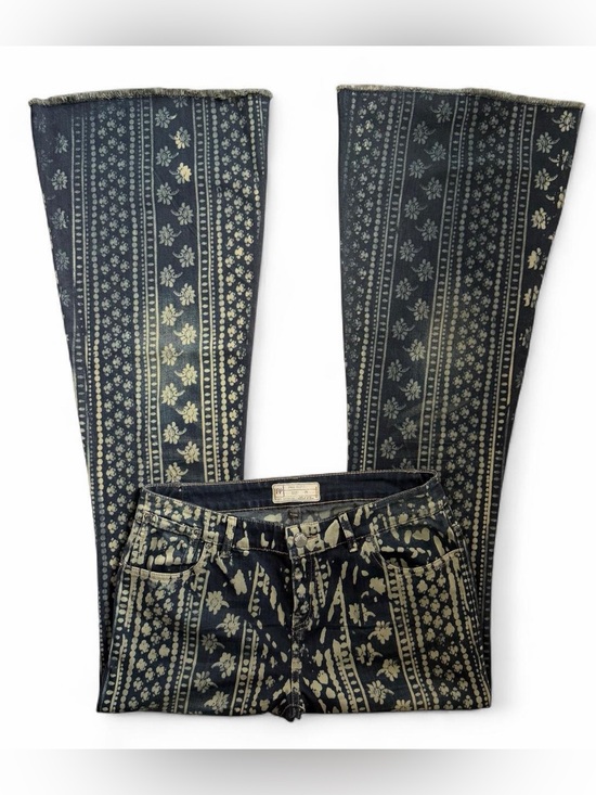 Free People Denim - Free People patterned flared bell bottom jeans